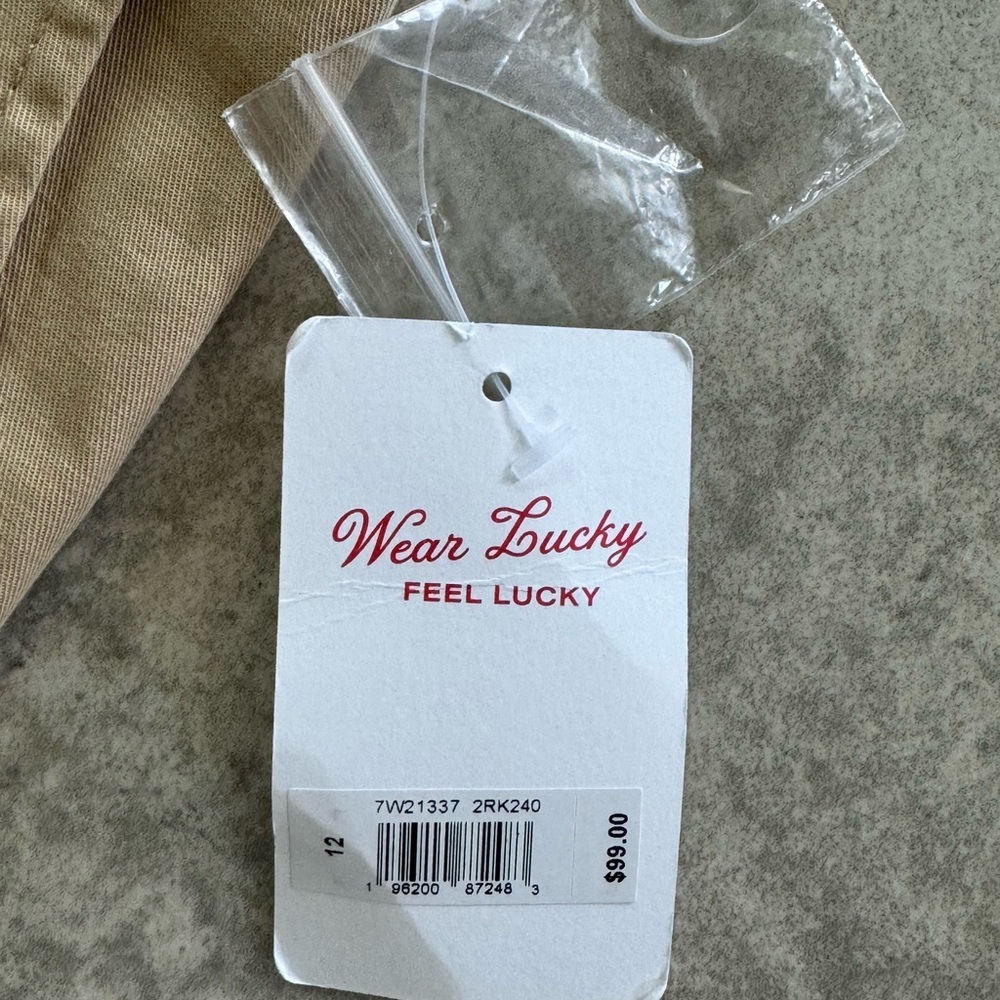NWT Lucky Brand Pleated Wide Leg Crop Pants in Tan - size 12 - Picture 3 of 5